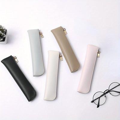 Pencil Case, Fresh Leather Mini Pen Case, Creative and Simple Design, 3-4 Capacity