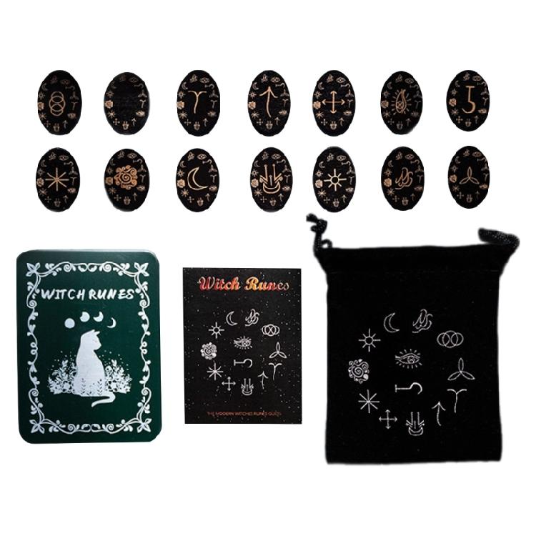 Runes Stones Set, Solid Wood Runes with Box for Travel, Divinations, Witchcrafts
