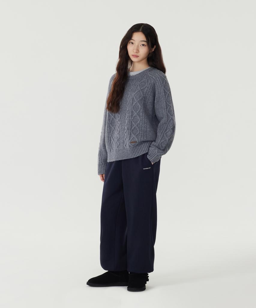 COVERNAT WOMAN Wool Blend Cable Knit Ivory