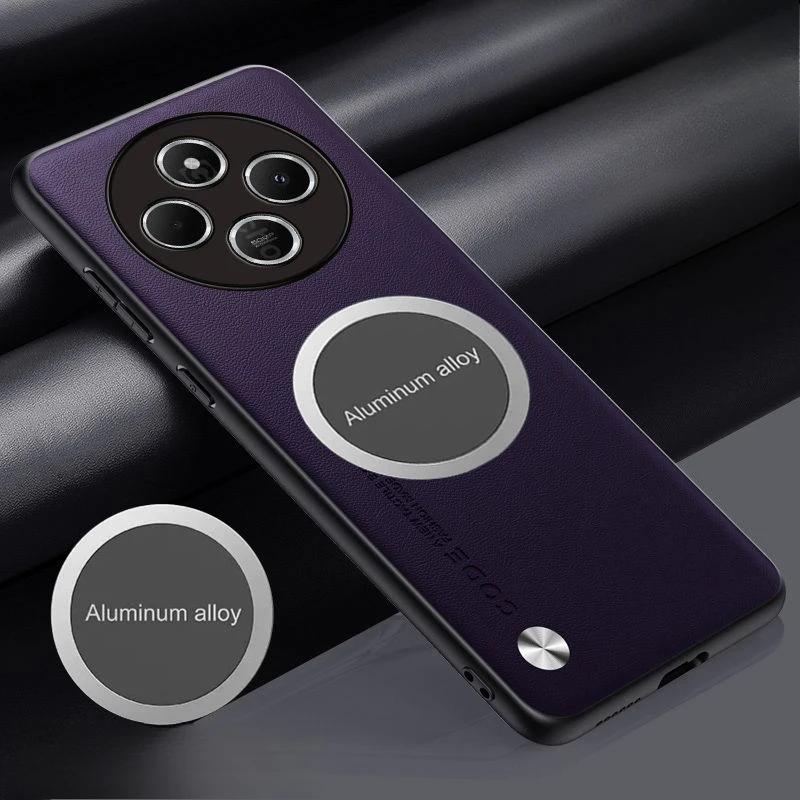 Metal Magnetic Car Holder Leather Case For Redmi A5 A4 A3 A3Pro 14C 4G 5G Skin Feel Carbon Fibre Shockproof Protect Cover