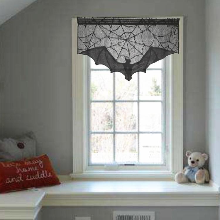 Halloween Decorative Table Cloth Black Lace Spider Holiday Party Backdrop