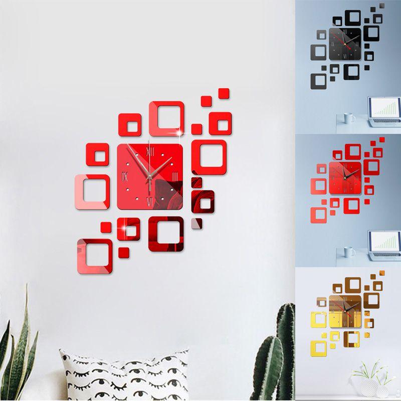 3d Diy Large Wall Clock Mirror Surface Sticker Art Design Office Home Decor