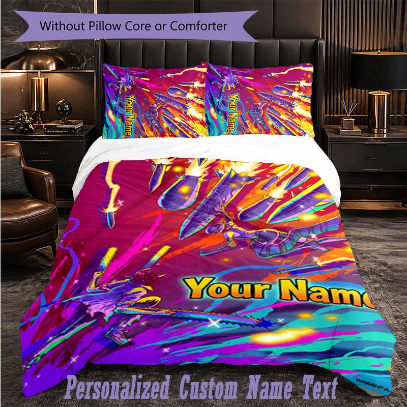 Personalized 3Pcs Bedding SetChainsaw Man Custom Text Duvet Cover Pillowcase Set Bedroom Gift