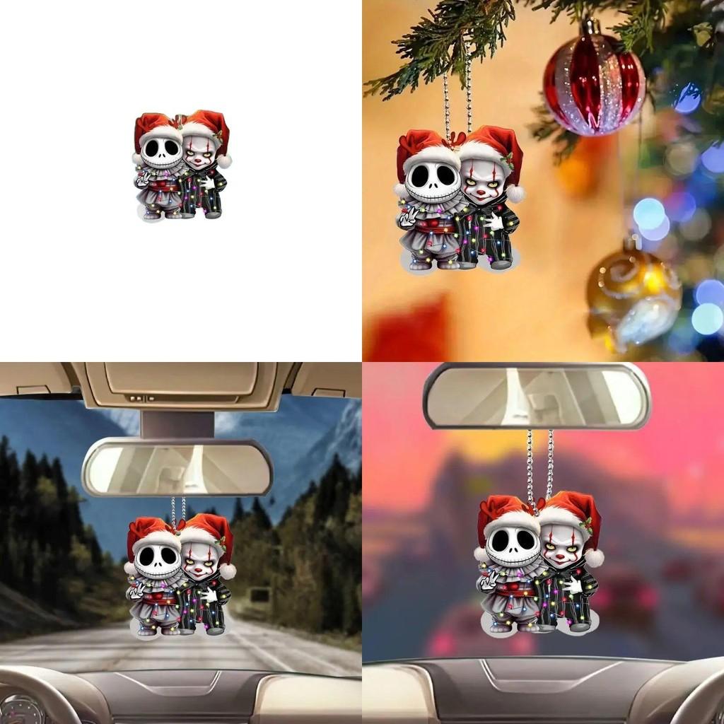 Car Decor Acrylic Halloween It Clown Pendant With Cartoon Design For Vehicle Interior Accessories