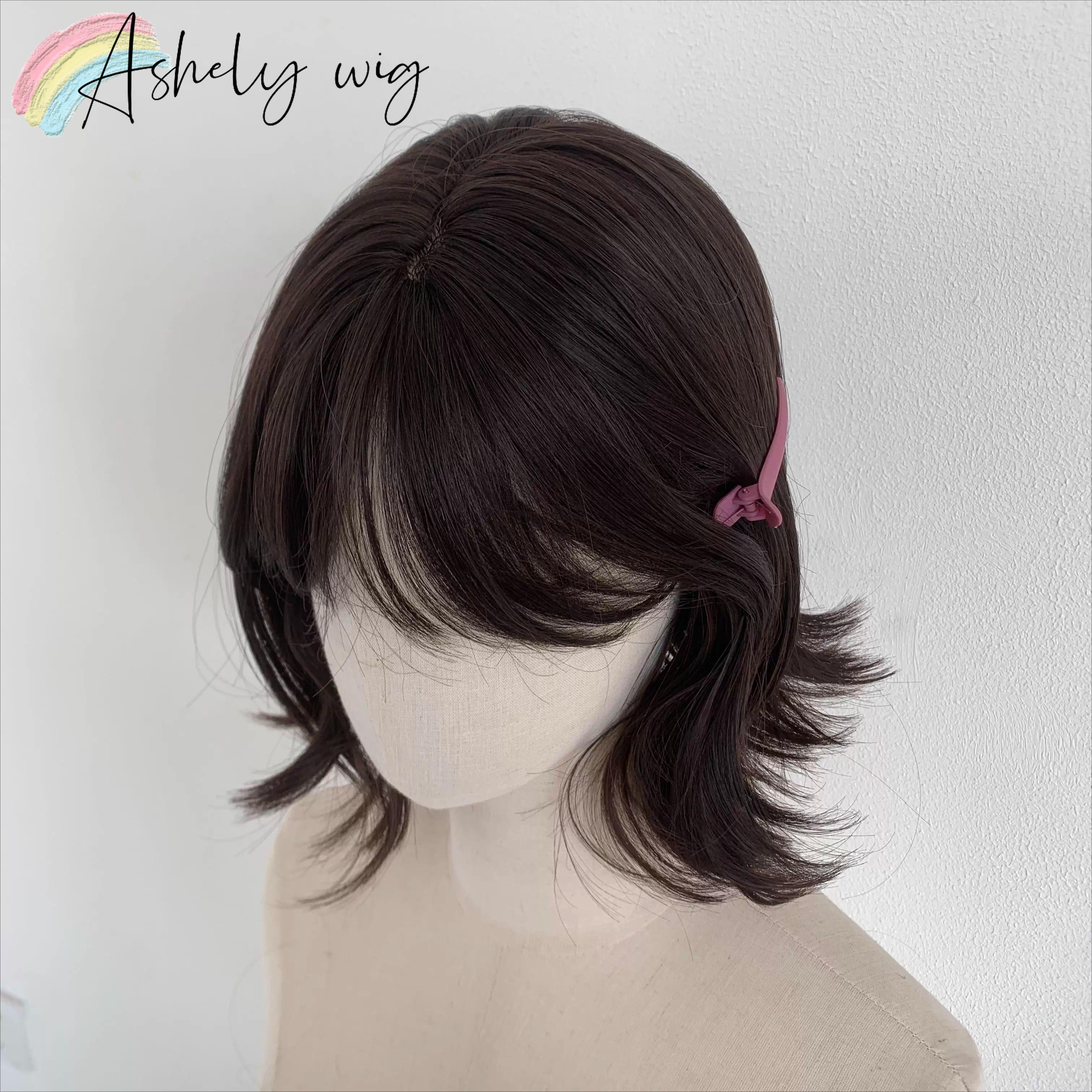 

Wendy Short Wig for Women 12inch Lolita Wig with Bangs Brown Black Cute High Temperature Fibers Synthetic Wigs Headband Wigs (as the picture,12inches)