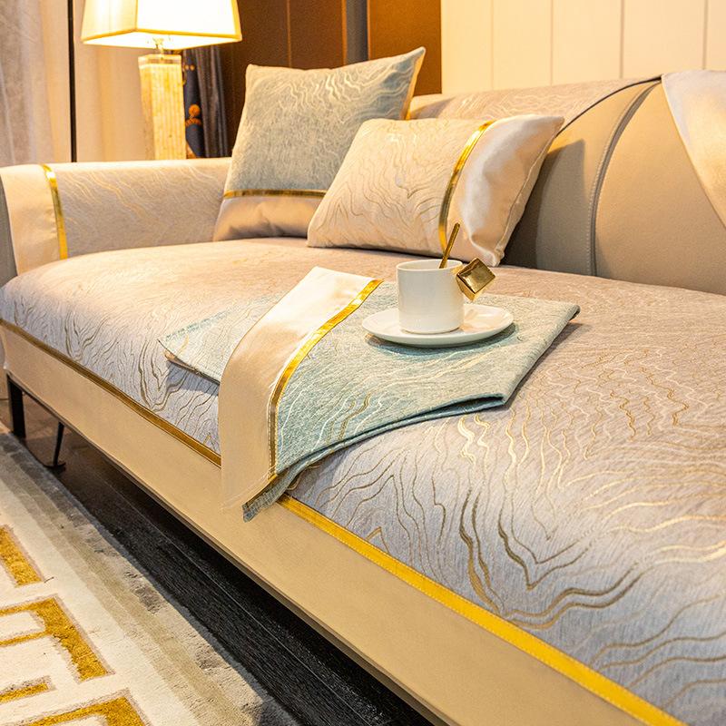 Light Luxury Non-Slip Sofa Cushion, Simple Modern Sofa Cover, High-End Chenille Four-Season Universal Seat Cushion Cover