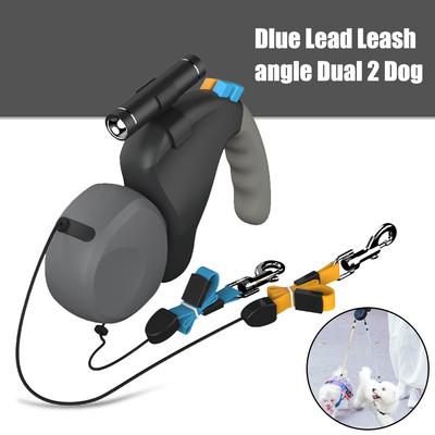 With Light Adjustable Pet Traction Rope Belt Retractable for 2 Dogs Walking Dual Dog Rope Leash Double Rotation Pet Rope