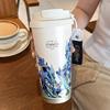 Spot Hot Sale Lily of the Valley Coffee Cup Stainless Steel Thermos Cup High Value Double Drink Straw Cup Logo