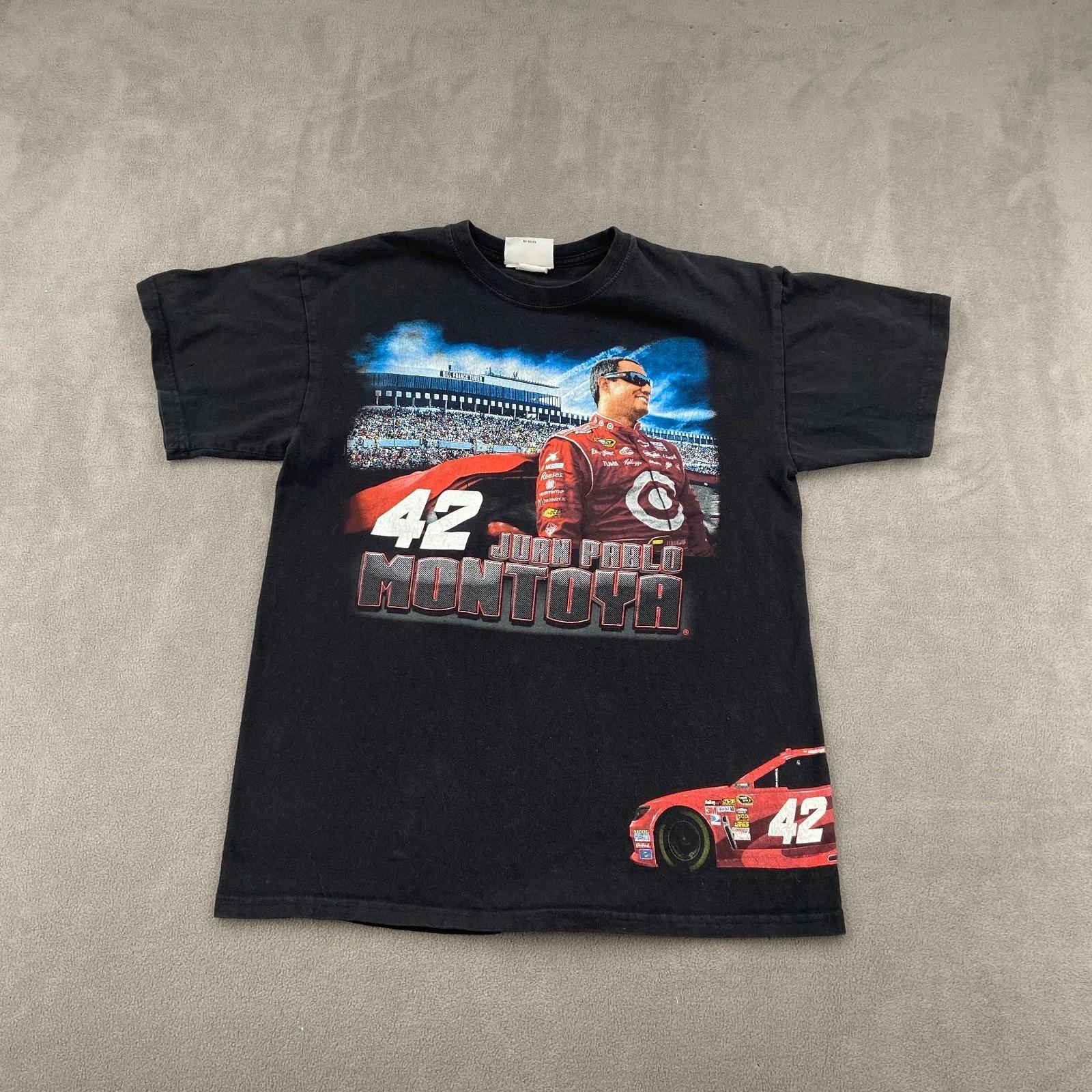 Vintage Chase Authentics NASCAR Racing T Shirt Sz S Black Juan Pablo Montoya #42 L