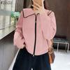 Women Casual Turn Down Collar Long Sleeve Zipper Blouse