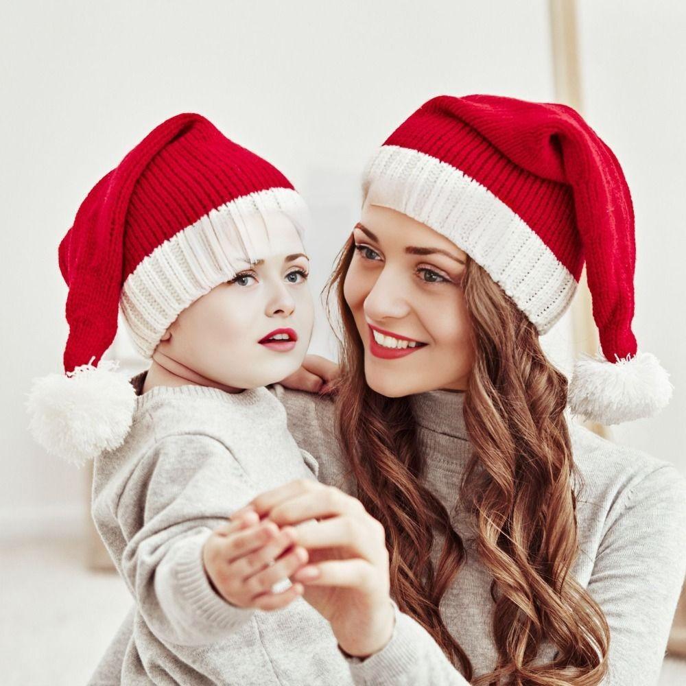 Fashion Red Christmas Hat Windproof Warm Knit Santa Hat Winter Hat Party