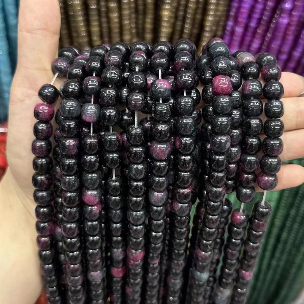 9x10 Natural Chalcedony Beads: Multicolor Morganite, Tourmaline, Amazonite Barrel Beads for DIY Jewelry