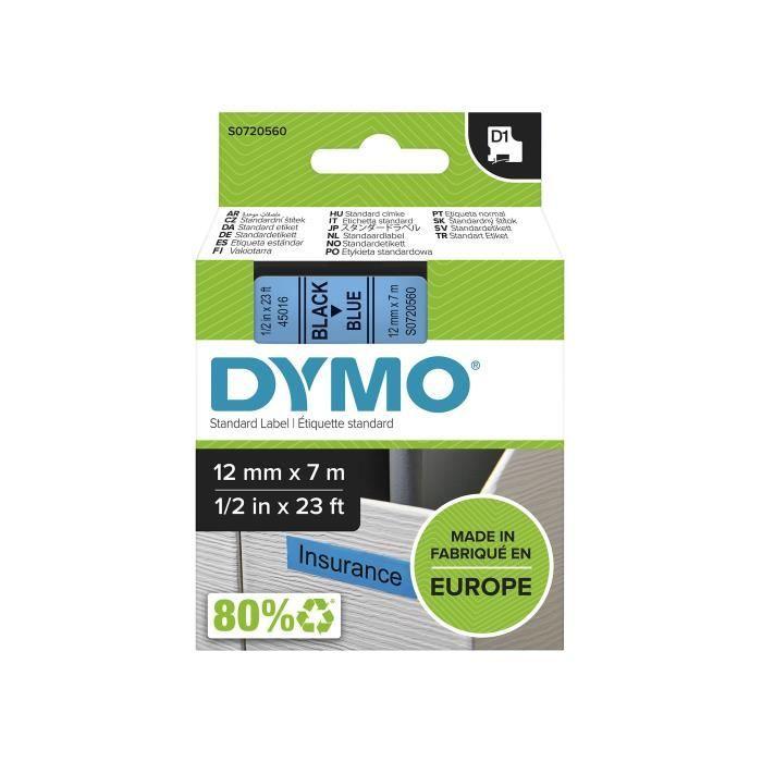 DYMO LabelManager cassette ruban D1 12mm x 7m Noir/Bleu (compatible avec les LabelManager et les LabelWriter Duo)