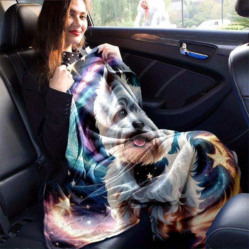 1pc. Celestial Westie Plush Blanket - Perfect for Home, Office, Outdoors, Gift Idea, Suitable for All Seasonsz041728