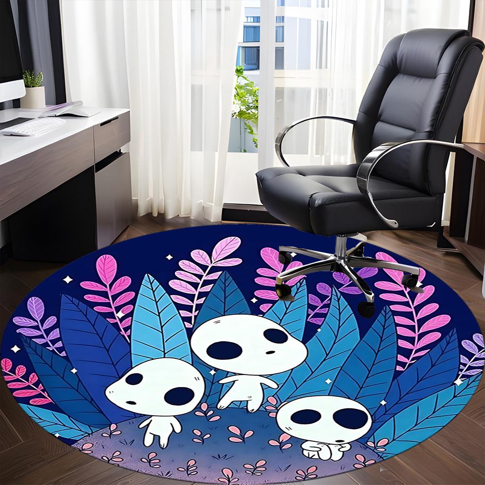 1pc Forest Spirits Office Round Area Rug,  Mat Suitable For Office, Under Office Chairs Bedroom Living Room Home Decor, Room Deco