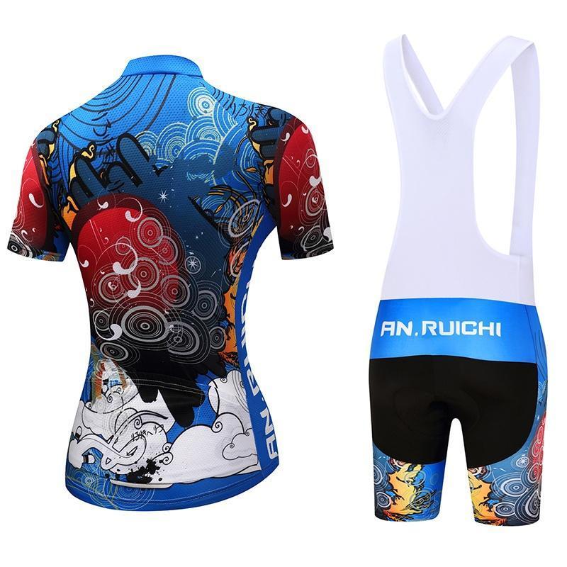 Summer Short Riding Bicycle Cycling Clothing Set Women Sport Jerseys Suits White Bib Pants