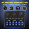 6 Gang ON Off Rocker Switch Panel 12V Voltmeter Dual USB Charger 3.0 Cigar Lighter For RV Truck Boat