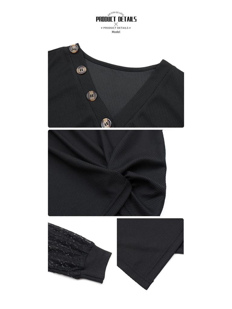 Autumn 2025 Women's European & American Fashion: Black Long-Sleeve Knit Top
