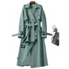 Women's Long Trench Coat Autumn Spring Korean Style Petite British Style Over Knee Dress Coat Jacket