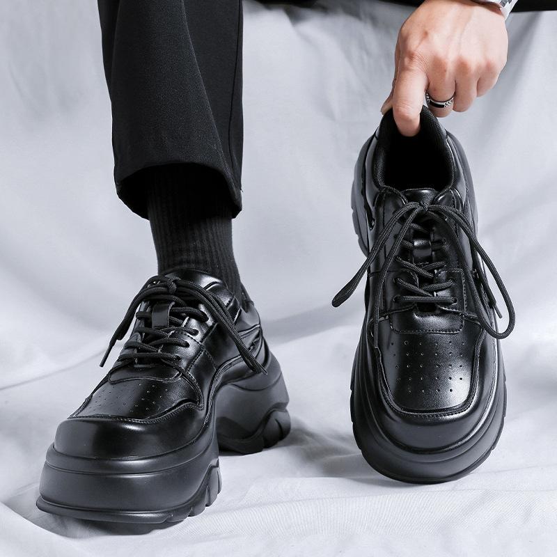 Derby Shoes Men's Niche Thick Sole Heightening Big Head Heightening Retro Leather Shoes High-end Dad Shoes 54458-R