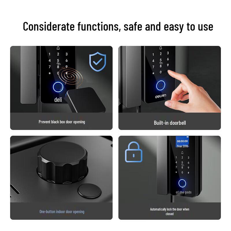 Deli AL126 Smart Fingerprint Glass Door Lock CN plug (adapter included)