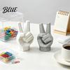 Unique Photo Props 3D Printed Victory Gesture Hand Sculpture Modern Resin Statue for Home Office Niche Accents Desk Decor Creative Geometric Finger