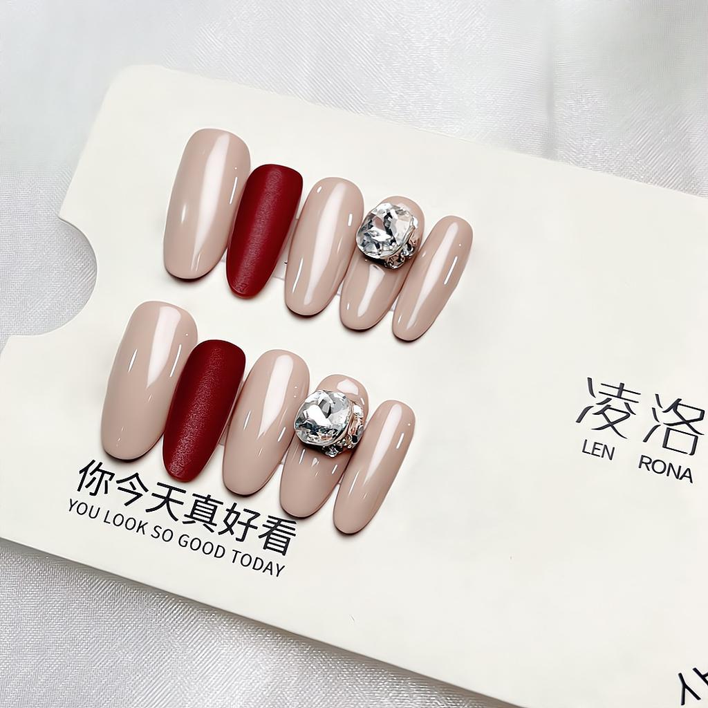 Press On Nails Long Stiletto Glitter Fake Nails Press Ons with Design Reusable Acrylic False Nail Full Cover Glue On Nail Stick On Nail for Women