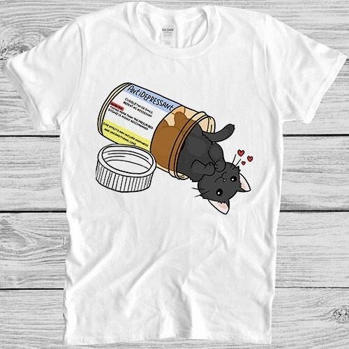 Kitty Antidepressant Funny Cat Lover Slogan Joke Gift Graphic Unisex T-Shirt XXXL