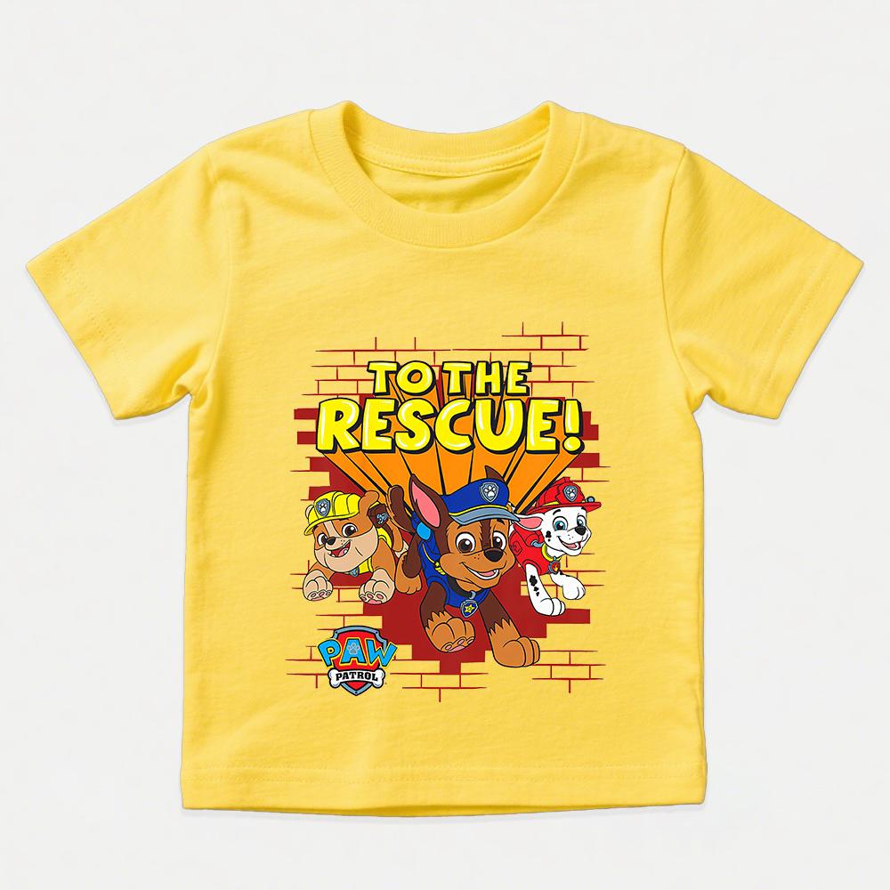 Kids Cotton T Shirt PAW Patrol To The Rescue Cartoon Print Casual Short Sleeve Tee Boys Girls Summer Tops Children Clothing