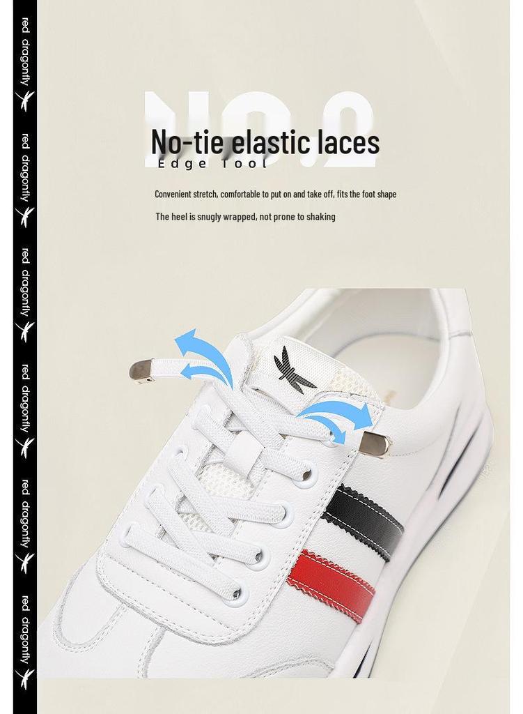 Red Dragonfly Women's Spring Sports Shoes - Soft Sole, Casual, White, Genuine Leather, Waterproof, Plus Velvet
