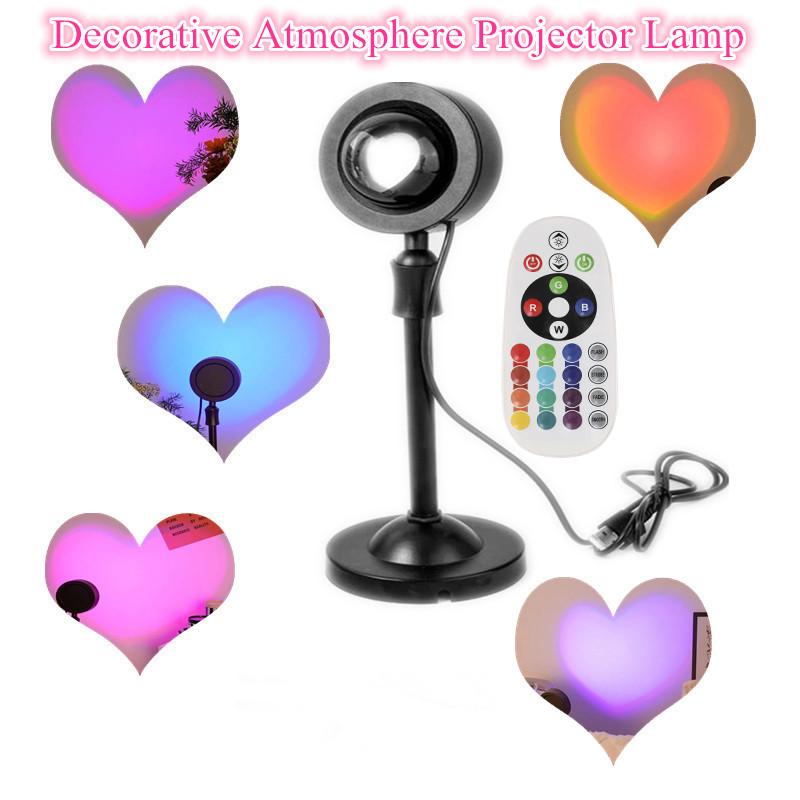 2025 Sunset Light Love Projection Night Light Sunset Projection LED Desk Lamp Bedroom Atmosphere Rainbow Light Decorative Light