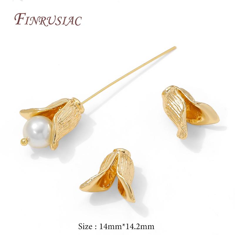 

18K Gold Plated Brass Cap For Beads,Flowers Caps,DIY Earrings Making Supplies,Jewelry Materials 2 pieces