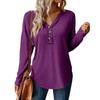 Tops For Women Long  Sleeve  Pullover V Neck Button Casual  Shirts  Top