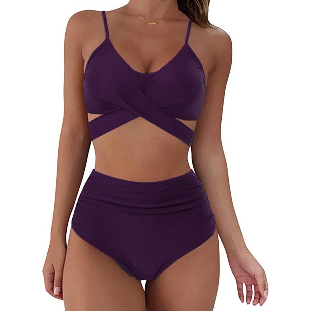 Women's Summer Sexy Solid Color Split Two-Piece Bikini Swimsuit