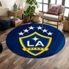 Round Rug LA Galaxy Shield Crest Six Stars Yellow Blue MLS Soccer Club Circular Rug for American Football Fan Living Room Decor