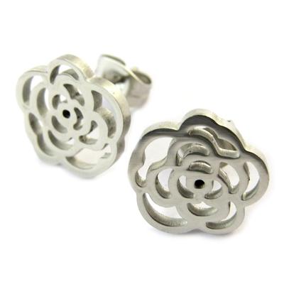 [N9327] - Steel Earrings 'Rosa Romantica' - 12 Mm