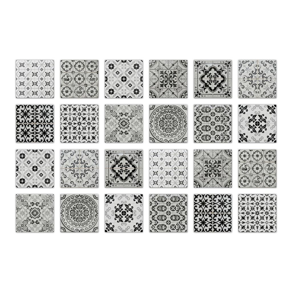 24pcs Mandala Wall Stickers Kitchen Self-Adhesive Waterproof Tile Stickers Bathroom Decor Moroccan Pvc Decal
