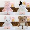 Cat Bib Rabbit Bear Plush Toy Animal Stuffed Doll Cartoon Decoration Bedroom