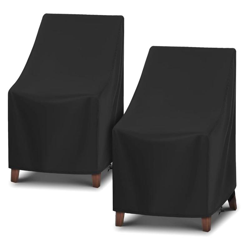 Waterproof Garden Chair Covers 210D Oxford Fabric Outdoor Stackable Chairs Protector Uv Resistant Black Furniture Cover