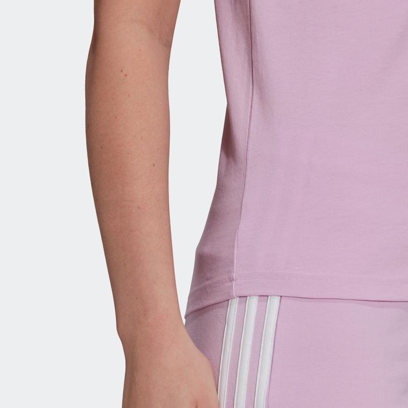 Adidas Striped Logo Round Neck Sports Casual Short Sleeve T-Shirt Women T-Shirts Purple GL0790