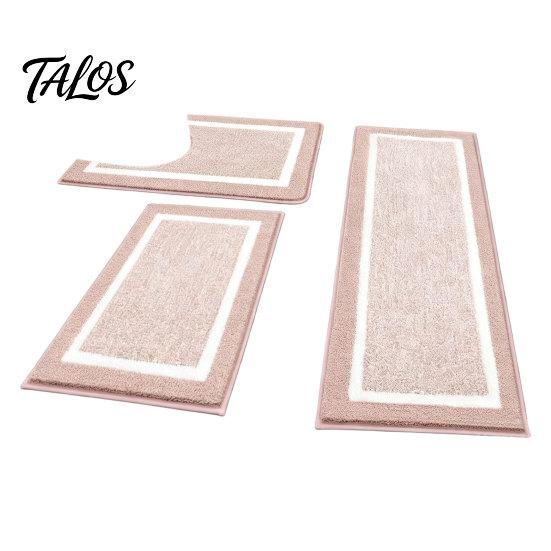 Set da 3pz Tappetini da Bagno, Tappeti da Bagno Altamente Assorbenti Antiscivolo, Tappetini Morbidi Lavabili per Lavandino del Bagno, WC, Vasca da Bagno