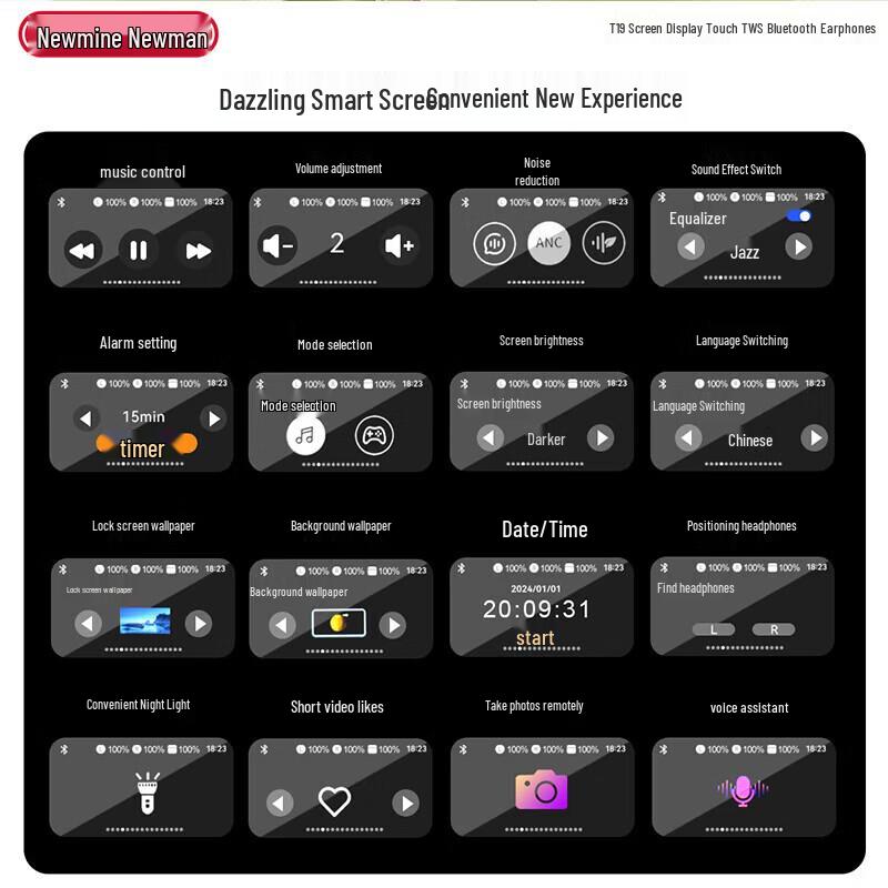 Newmine T19 ANC Semi-In-Ear TWS Bluetooth Earbuds