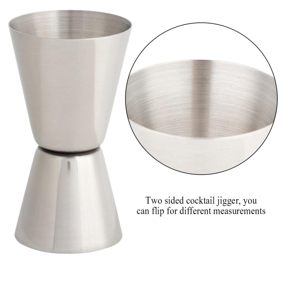 2pcs 20/40ml Stainless Steel Cocktail Jigger Double-Head Design Reversible Pourer Double Head Measuring Cup Silver