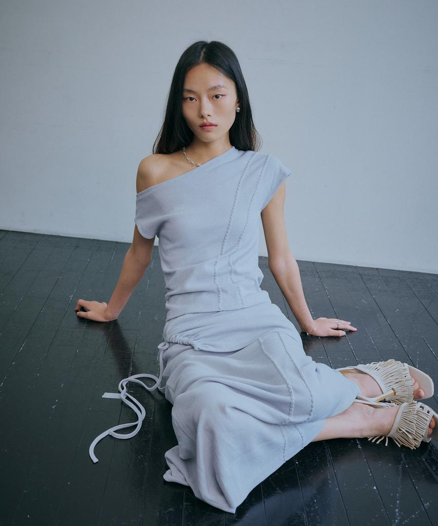 Baegsi Layered Smock Skirt, Sky Blue