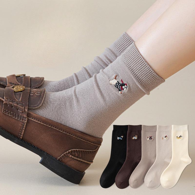 Cartoon Wool Socks for Women In Autumn and Winter, Thickened Mid-tube Sausage Dog Warm Pile Cashmere Socks