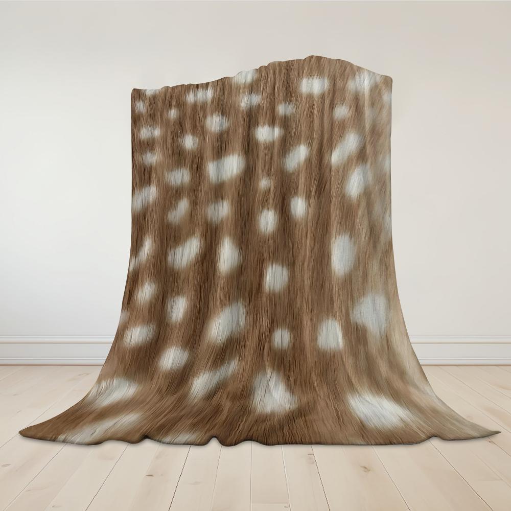 Deer Pattern Texture Flannel Blanket Warm Soft Halloween Christmas Couch Warm Cozy Decorative Decor Gift for All Season