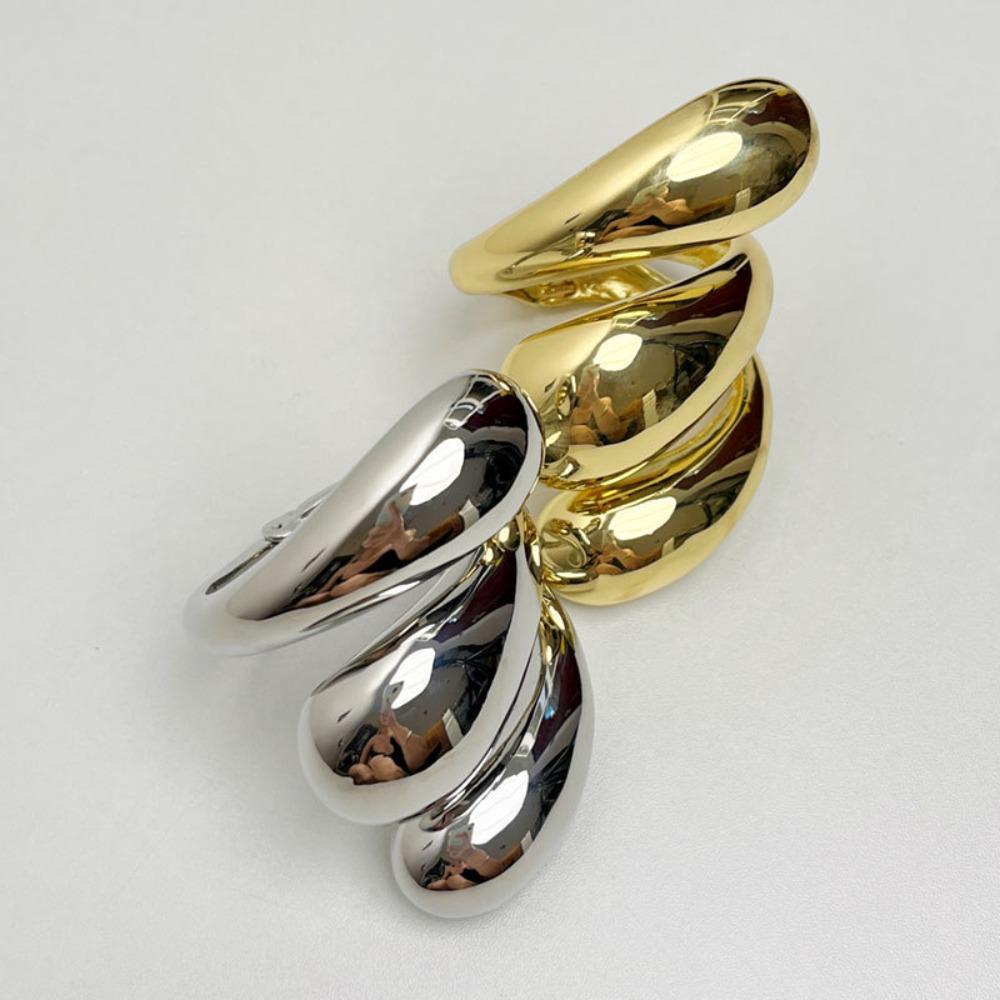 Exaggerated Geometric Smooth Bracelet Irregular Metal Heavy Cuff Bangle  Jewelry Gift