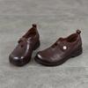 Johnature Retro Versatile Loafers Round Toe Genuine Leather Women's Low Heel Shoes