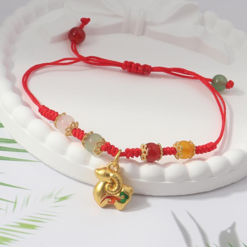 Handmade Braid Lucky Sheep Red String Bracelet Chinese Zodiac Sign New Year Rope Braided Bracelet Gifts For Women Men Kids