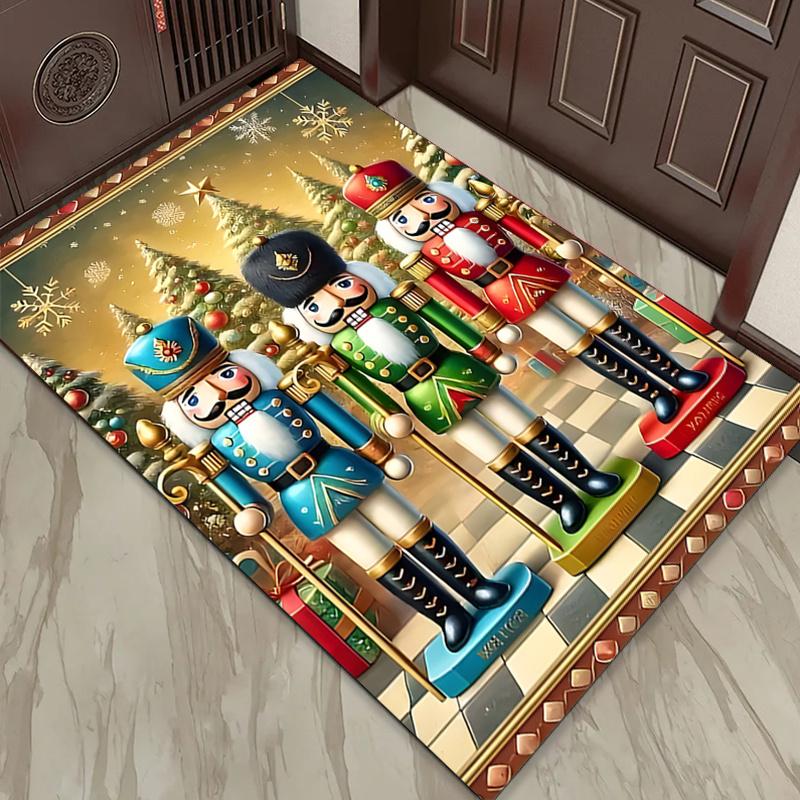 Christmas Nutcracker Soldier Rug for Festive Home Decor HolidayThemed Living Room Carpets Anti Slip Carpet Can Be Machine Washed